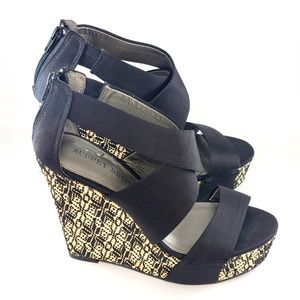 Audrey Brooke wedge sandals size 5.5 zipper back